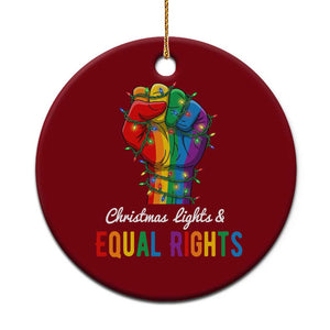 Christmas Lights Equal Rights Ceramic Ornament LGBT Hands Supporter Gift TS12 1pc Red Print Your Wear