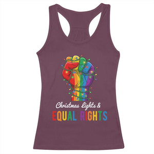 Christmas Lights Equal Rights Racerback Tank Top LGBT Hands Supporter Gift TS12 Maroon Print Your Wear