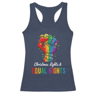 Christmas Lights Equal Rights Racerback Tank Top LGBT Hands Supporter Gift TS12 Navy Print Your Wear