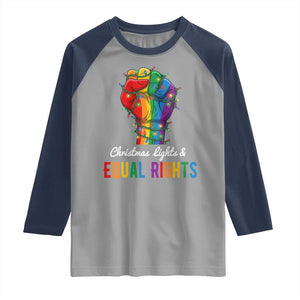 Christmas Lights Equal Rights Raglan Shirt LGBT Hands Supporter Gift TS12 Sport Gray Navy Print Your Wear