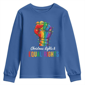 Christmas Lights Equal Rights Youth Sweatshirt LGBT Hands Supporter Gift TS12 Royal Blue Print Your Wear