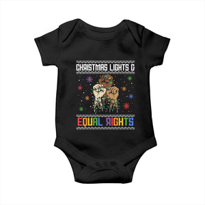 Christmas Lights And Equal Rights Ugly Sweater Baby Onesie Xmas Activism Gift TS12 Black Print Your Wear