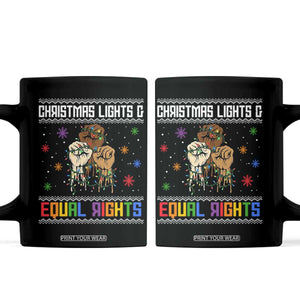 Christmas Lights And Equal Rights Ugly Sweater Coffee Mug Xmas Activism Gift TS12 Black Print Your Wear