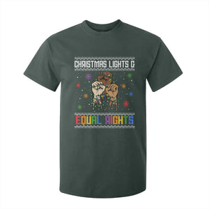 Christmas Lights And Equal Rights Ugly Sweater T Shirt For Kid Xmas Activism Gift TS12 Dark Forest Green Print Your Wear
