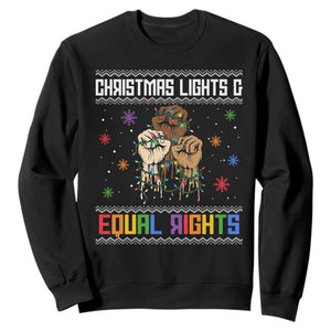 Christmas Lights And Equal Rights Ugly Sweater Sweatshirt Xmas Activism Gift TS12 Black Print Your Wear
