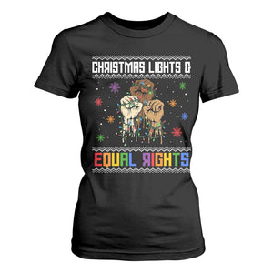 Christmas Lights And Equal Rights Ugly Sweater T Shirt For Women Xmas Activism Gift TS12 Black Print Your Wear