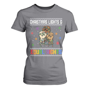 Christmas Lights And Equal Rights Ugly Sweater T Shirt For Women Xmas Activism Gift TS12 Charcoal Print Your Wear