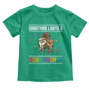 Christmas Lights And Equal Rights Ugly Sweater Toddler T Shirt Xmas Activism Gift TS12 Irish Green Print Your Wear