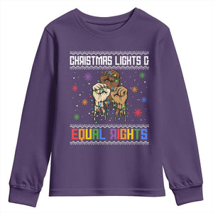 Christmas Lights And Equal Rights Ugly Sweater Youth Sweatshirt Xmas Activism Gift TS12 Purple Print Your Wear