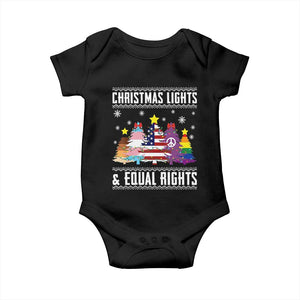 Xmas Lights Equal Rights Ugly Sweater Activism Gift Baby Onesie TS12 Black Print Your Wear