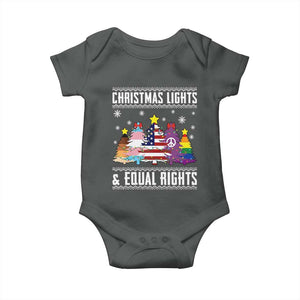 Xmas Lights Equal Rights Ugly Sweater Activism Gift Baby Onesie TS12 Dark Heather Print Your Wear