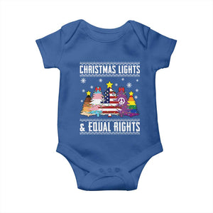 Xmas Lights Equal Rights Ugly Sweater Activism Gift Baby Onesie TS12 Royal Blue Print Your Wear