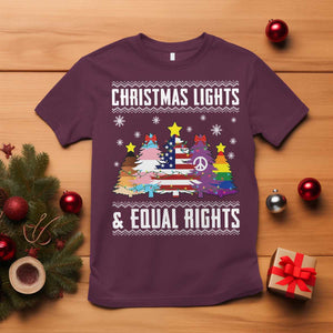 Xmas Lights Equal Rights Ugly Sweater Activism Gift T Shirt TS12 Maroon Print Your Wear