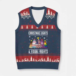 Xmas Lights Equal Rights Ugly Sweater Activism Gift V-Neck Knit Sweater Vest TS12 Navy Red Print Your Wear