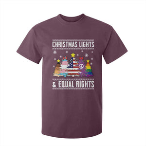 Xmas Lights Equal Rights Ugly Sweater Activism Gift T Shirt For Kid TS12 Maroon Print Your Wear