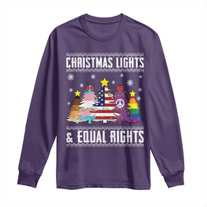 Xmas Lights Equal Rights Ugly Sweater Activism Gift Long Sleeve Shirt TS12 Purple Print Your Wear