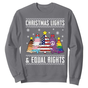 Xmas Lights Equal Rights Ugly Sweater Activism Gift Sweatshirt TS12 Charcoal Print Your Wear