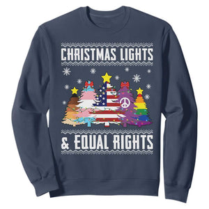 Xmas Lights Equal Rights Ugly Sweater Activism Gift Sweatshirt TS12 Navy Print Your Wear