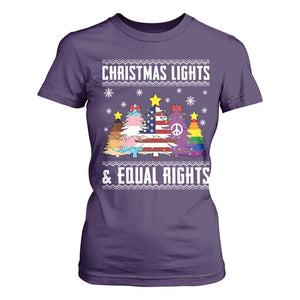 Xmas Lights Equal Rights Ugly Sweater Activism Gift T Shirt For Women TS12 Purple Print Your Wear