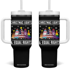 Xmas Lights Equal Rights Ugly Sweater Activism Gift Tumbler With Handle TS12 One Size: 40 oz Black Print Your Wear