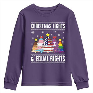 Xmas Lights Equal Rights Ugly Sweater Activism Gift Youth Sweatshirt TS12 Purple Print Your Wear