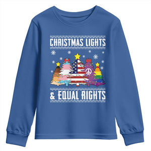 Xmas Lights Equal Rights Ugly Sweater Activism Gift Youth Sweatshirt TS12 Royal Blue Print Your Wear