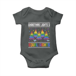 Christmas Equality Lights Ugly Sweater Baby Onesie Xmas Activism Gift TS12 Dark Heather Print Your Wear