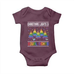 Christmas Equality Lights Ugly Sweater Baby Onesie Xmas Activism Gift TS12 Maroon Print Your Wear