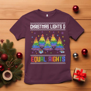 Christmas Equality Lights Ugly Sweater T Shirt Xmas Activism Gift TS12 Maroon Print Your Wear