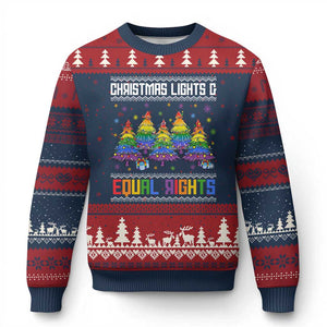 Xmas Equality Lights Ugly Sweater Ugly Christmas Sweater Xmas Activism Gift TS12 Navy Red Print Your Wear
