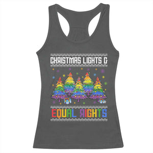 Christmas Equality Lights Ugly Sweater Racerback Tank Top Xmas Activism Gift TS12 Dark Heather Print Your Wear