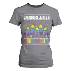 Christmas Equality Lights Ugly Sweater T Shirt For Women Xmas Activism Gift TS12 Charcoal Print Your Wear
