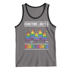Christmas Equality Lights Ugly Sweater Tank Top Xmas Activism Gift TS12 Deep Heather Black Print Your Wear