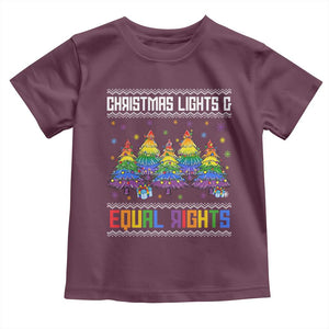 Christmas Equality Lights Ugly Sweater Toddler T Shirt Xmas Activism Gift TS12 Maroon Print Your Wear