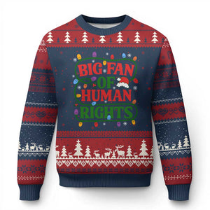 Big Fan Of Human Rights Ugly Christmas Sweater Equality Activists Xmas Gift TS12 Navy Red Print Your Wear
