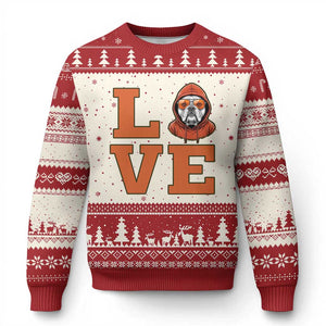 Love Vintage Cool Bulldog Ugly Christmas Sweater Game Day Dog Lover TS12 Beige Red Print Your Wear