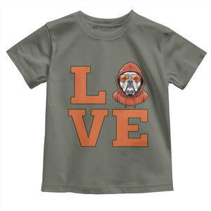Love Vintage Cool Bulldog Toddler T Shirt Game Day Dog Lover TS12 Military Green Print Your Wear