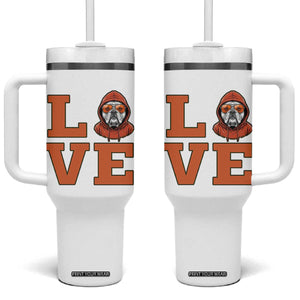 Love Vintage Cool Bulldog Tumbler With Handle Game Day Dog Lover TS12 One Size: 40 oz White Print Your Wear