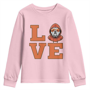 Love Vintage Cool Bulldog Youth Sweatshirt Game Day Dog Lover TS12 Light Pink Print Your Wear