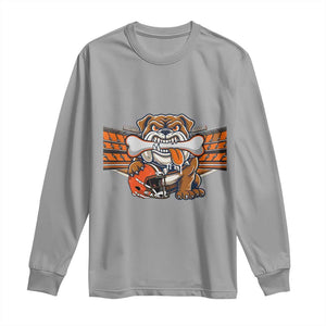 Funny Bulldog Football Lover Long Sleeve Shirt Game Day Fan Lifestyle TS12 Sport Gray Print Your Wear