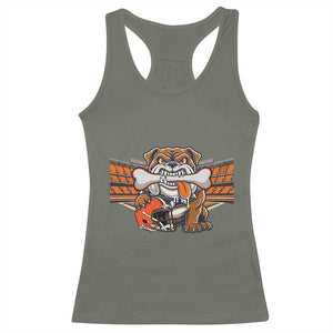 Funny Bulldog Football Lover Racerback Tank Top Game Day Fan Lifestyle TS12 Military Green Print Your Wear