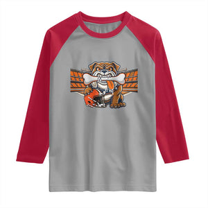 Funny Bulldog Football Lover Raglan Shirt Game Day Fan Lifestyle TS12 Sport Gray Red Print Your Wear