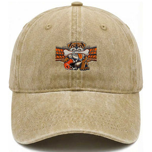 Funny Bulldog Football Lover Washed Cotton Baseball Cap Game Day Fan Lifestyle TS12 Print Your Wear