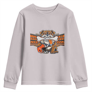 Funny Bulldog Football Lover Youth Sweatshirt Game Day Fan Lifestyle TS12 Ice Gray Print Your Wear