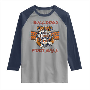 Bulldog Football Lover Raglan Shirt Midwest Game Day Lifestyle TS12 Sport Gray Navy Print Your Wear