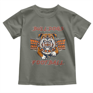 Bulldog Football Lover Toddler T Shirt Midwest Game Day Lifestyle TS12 Military Green Print Your Wear
