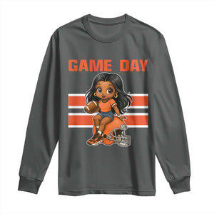 Funny Game Day Cute Girl Long Sleeve Shirt Midwest Football Player Gift TS12 Dark Heather Print Your Wear