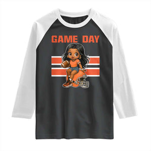 Funny Game Day Cute Girl Raglan Shirt Midwest Football Player Gift TS12 Black White Print Your Wear