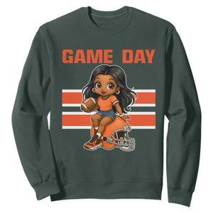 Funny Game Day Cute Girl Sweatshirt Midwest Football Player Gift TS12 Dark Forest Green Print Your Wear