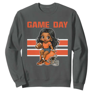 Funny Game Day Cute Girl Sweatshirt Midwest Football Player Gift TS12 Dark Heather Print Your Wear